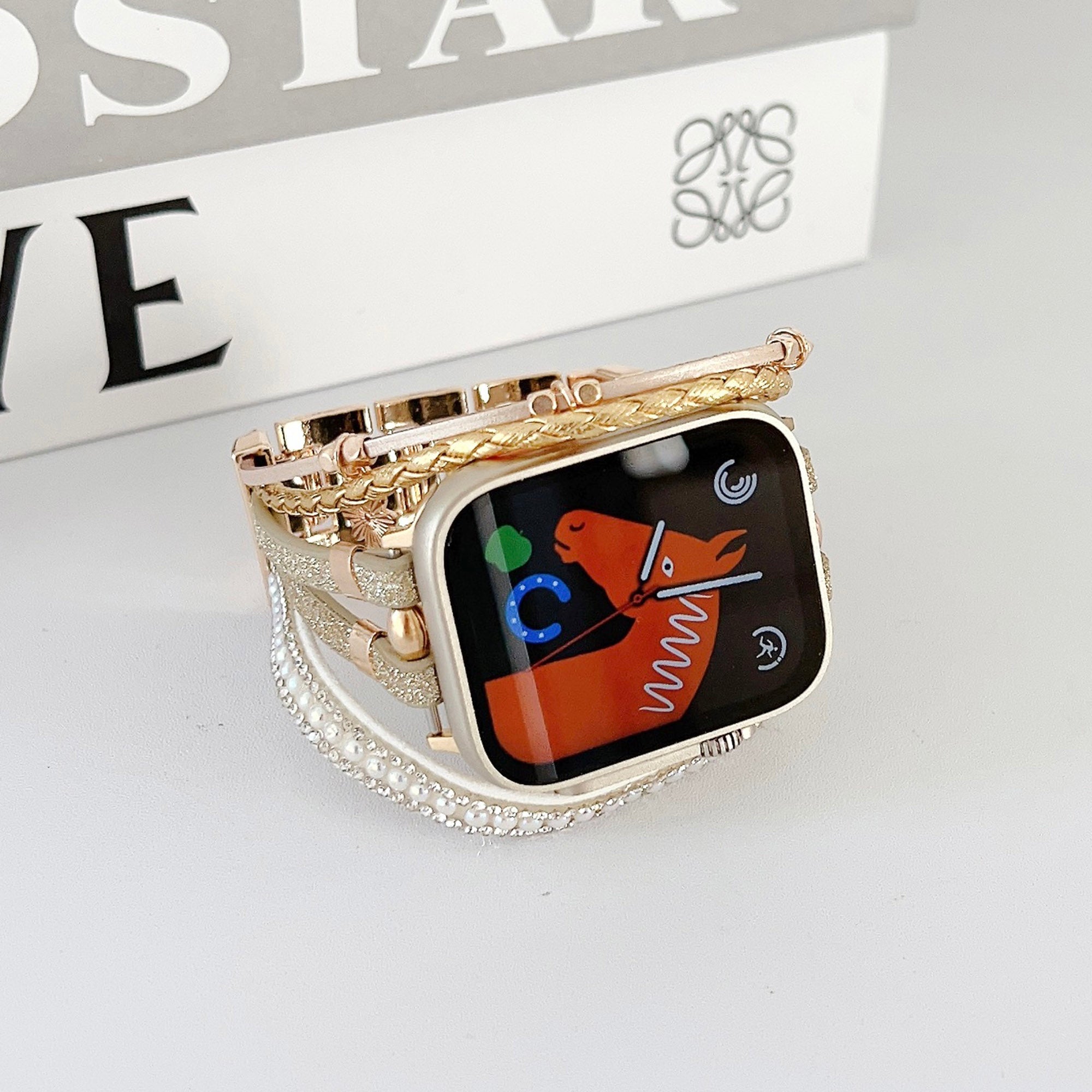 For Apple Watch Series 9 8 7 41mm 6 5 4 SE (2023) SE (2022) SE 40mm 3 2 1 38mm Flower Pendant Watchband Metal Leather Bracelet Strap For Apple Watch Series 9 8 7 41mm 6 5 4 SE (2023) SE (2022) SE 40mm 3 2 1 38mm Flower Pendant Watchband Metal Leather Bracelet Strap
